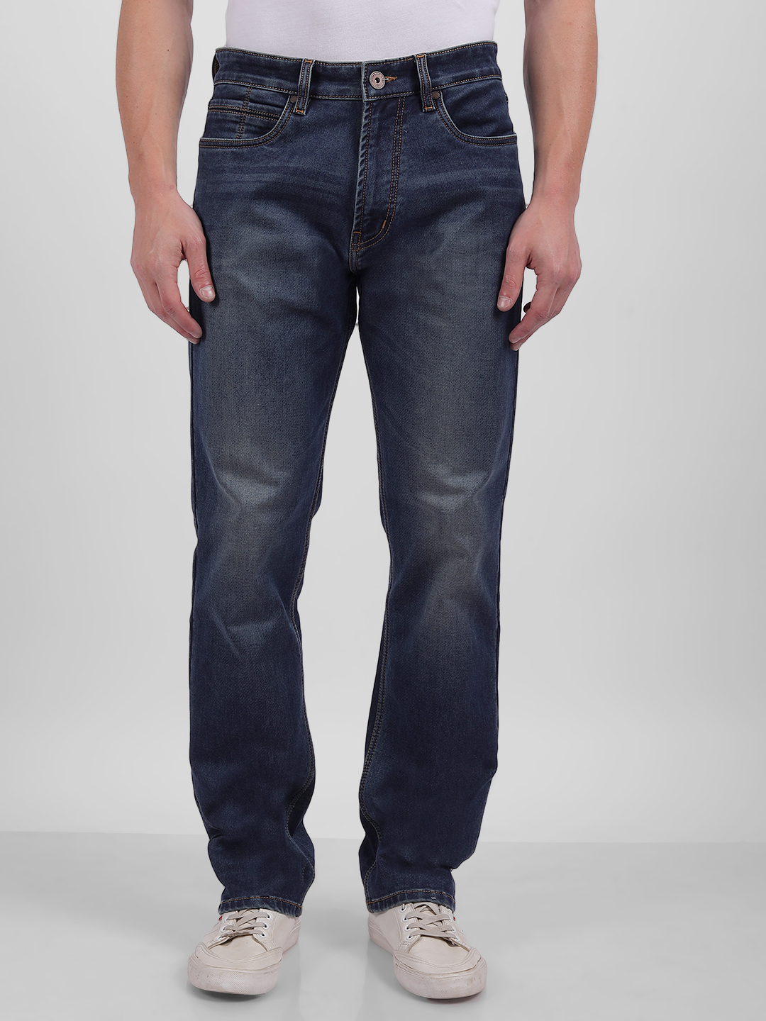 Numero Uno Men Faded Dark Blue Jeans